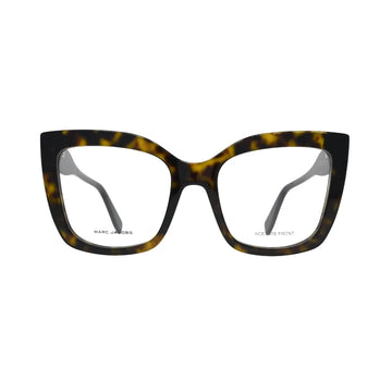 Marc Jacobs MARC 813 cat eye eyeglasses women in Havana acetate — front view showing tortoiseshell pattern and clear lenses