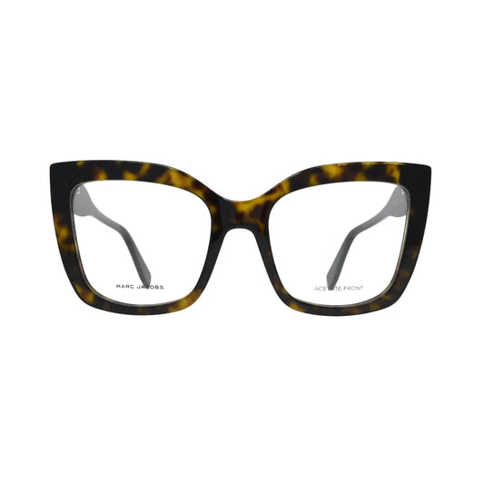 Marc Jacobs MARC 813 cat eye eyeglasses women in Havana acetate — front view showing tortoiseshell pattern and clear lenses