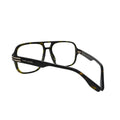 Marc Jacobs oversized navigator eyeglasses men tortoiseshell rear angled view showing near-black temples with triple gold-tone bar detail