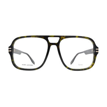 Marc Jacobs MARC 755 front view — full-rim oversized square navigator frame in dark tortoiseshell with double brow bar and clear demo lenses