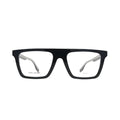 Marc Jacobs MARC 759 black flat-top rectangle frame men — front view showing full-rim construction and grey logo brow print detail