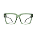 Marc Jacobs MARC 766 green transparent acetate square frame — front view showing full-rim construction and Marc Jacobs inner lens branding