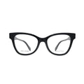 Marc Jacobs MARC 767 807 black — front view showing cat-eye silhouette with arched brow line and clear lens openings in gloss black acetate