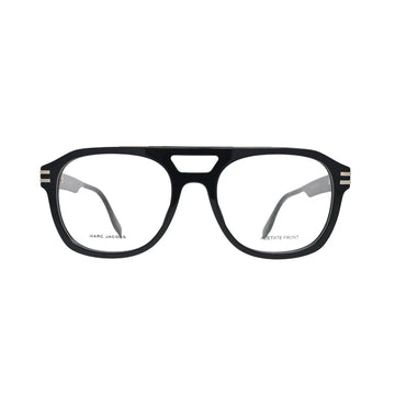 Marc Jacobs MARC 788 086 Havana — front view showing tortoiseshell double-bridge frame with squared clear lens openings and gold bridge bar