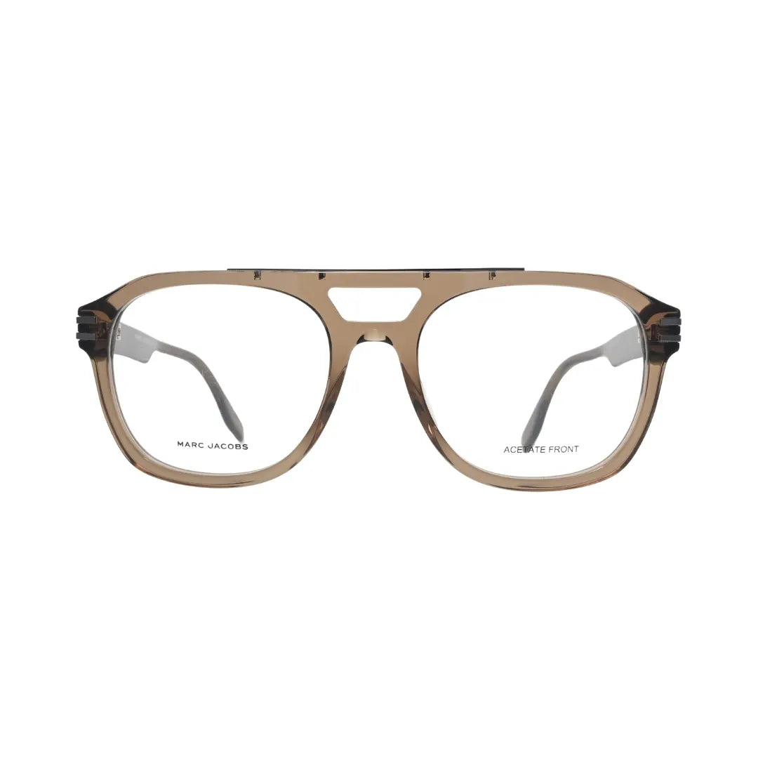 Marc Jacobs MARC 788 O9Q front view — transparent brown double-bar brow bridge acetate optical frame