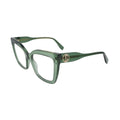 Marc Jacobs MARC 813 1ED — angled view showing gold-tone J Marc logo medallion on translucent green acetate temple