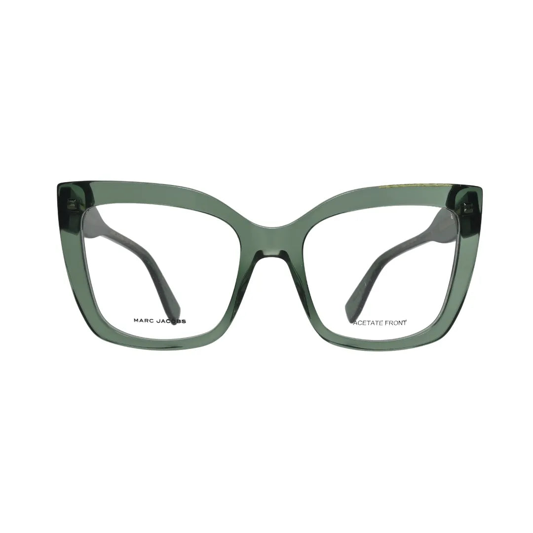 Marc Jacobs MARC 813 green square cat eye eyeglasses women — front view showing full-rim translucent green acetate frame