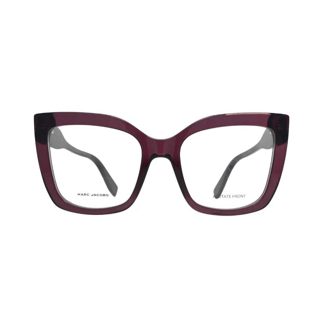 Marc Jacobs MARC 813 LHF burgundy acetate full-rim rectangular eyeglasses women front view clear lens