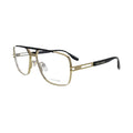 Marc Jacobs rectangular men gold titanium frame black top bar side view clear lens