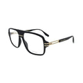 Marc Jacobs rectangular men's eyeglasses black acetate gold temple plate detail side view