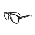 arc Jacobs MARC 845 full-rim black gold navigator eyeglasses — side angle showing double bridge and gold hinge hardware