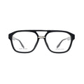 Marc Jacobs black navigator eyeglasses men MARC 845 — front view showing double bridge and gold metal bar detail