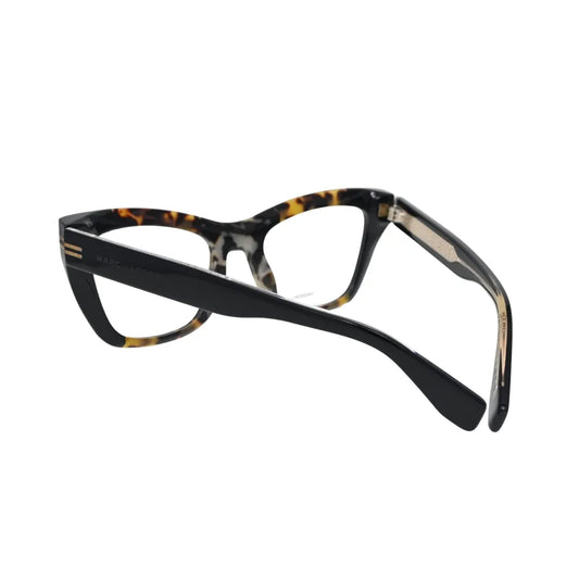 Marc Jacobs havana cat eye eyeglasses women MJ1114 — rear view showing two-tone black and tortoiseshell temples with gold stripe hinge