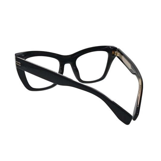 Marc Jacobs MJ1114 black full-rim cat eye frame — front view showing clear demo lenses and integrated acetate bridge