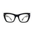 Marc Jacobs black cat eye eyeglasses women MJ1114 — rear view showing inner temple pattern and gold stripe hinge detail