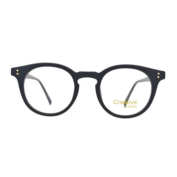 Deep Black Round Eyeglasses N009