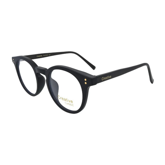 Deep Black Round Eyeglasses N009