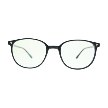 Glossy Black Round Eyeglasses N028