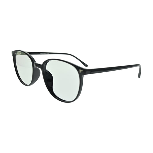 Glossy Black Round Eyeglasses N028