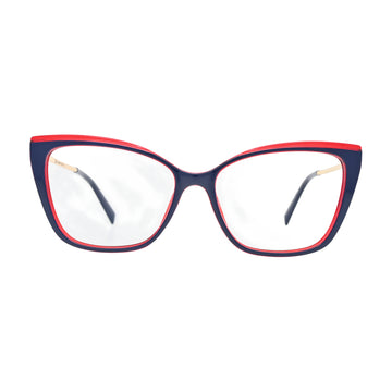 Navy Red Trim Cat Eye Eyeglasses N051