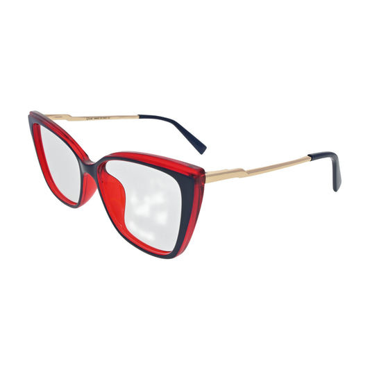 Navy Red Trim Cat Eye Eyeglasses N051