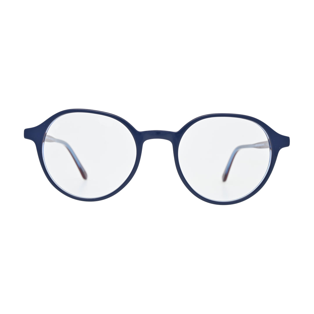 Navy Burgundy Round Eyeglasses N055