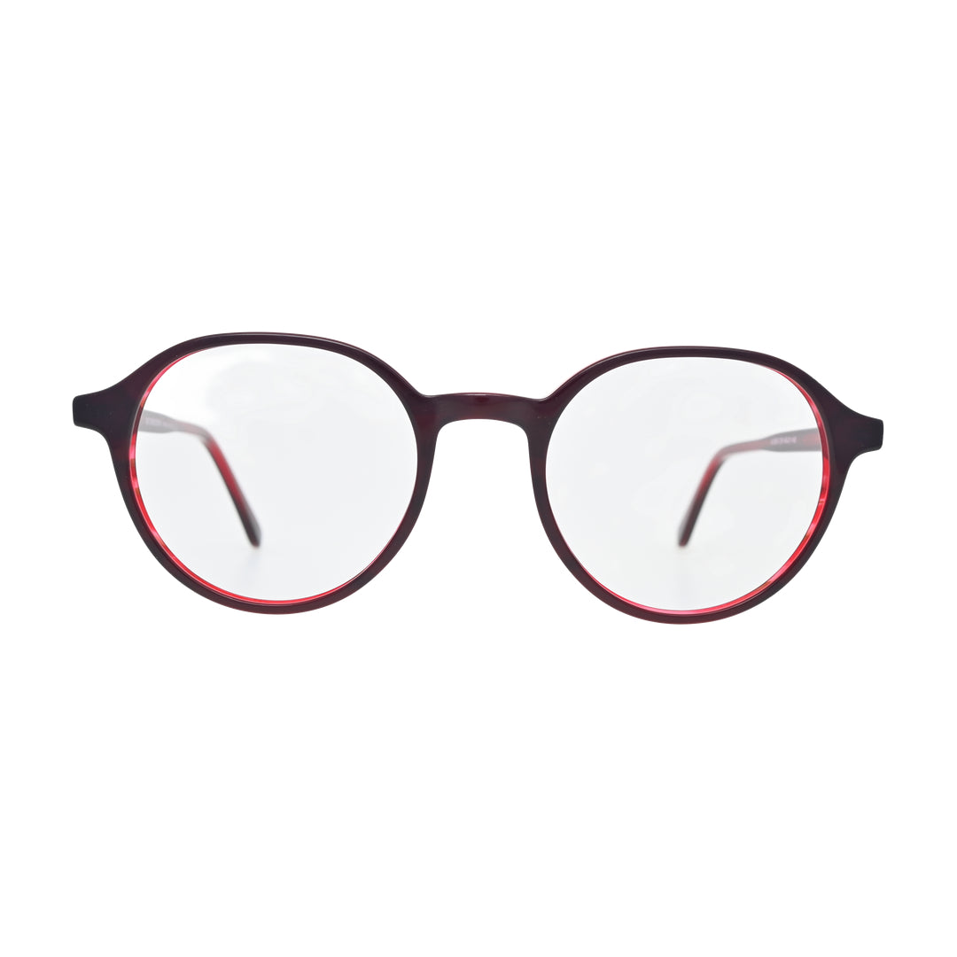 Burgundy Red Round Eyeglasses N056