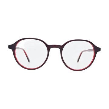 Burgundy Red Round Eyeglasses N056