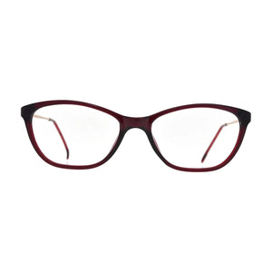 Burgundy Cat Eye Glasses with Rose Gold Temples for Women – N061