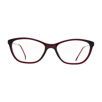 Burgundy Cat Eye Glasses with Rose Gold Temples for Women N061 – front view