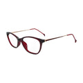 Burgundy Cat Eye Glasses with Rose Gold Temples for Women N061 – angled side view