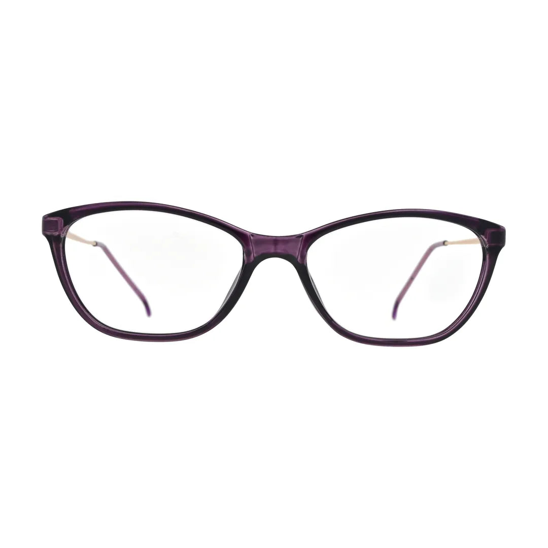 Plum Purple Cat Eye Glasses with Rose Gold Temples for Women N062 – front view