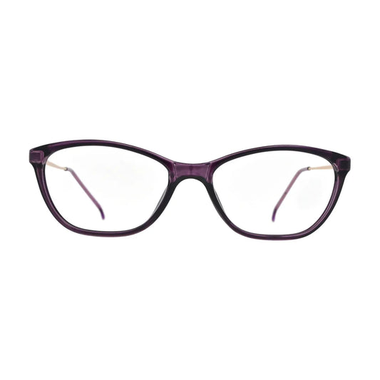 Plum Purple Cat Eye Glasses with Rose Gold Temples for Women N062 – front view