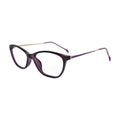Plum Purple Cat Eye Glasses with Rose Gold Temples for Women N062 – angled side view
