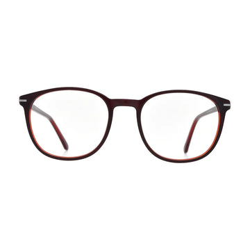 Burgundy Round Glasses with Orange Inner Rim for Women N063 – front view