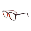 Burgundy Round Glasses with Orange Inner Rim for Women N063 – angled side view