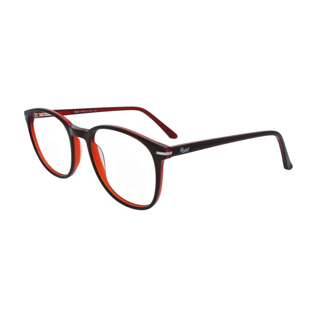 Burgundy Round Glasses with Orange Inner Rim for Women N063 – angled side view