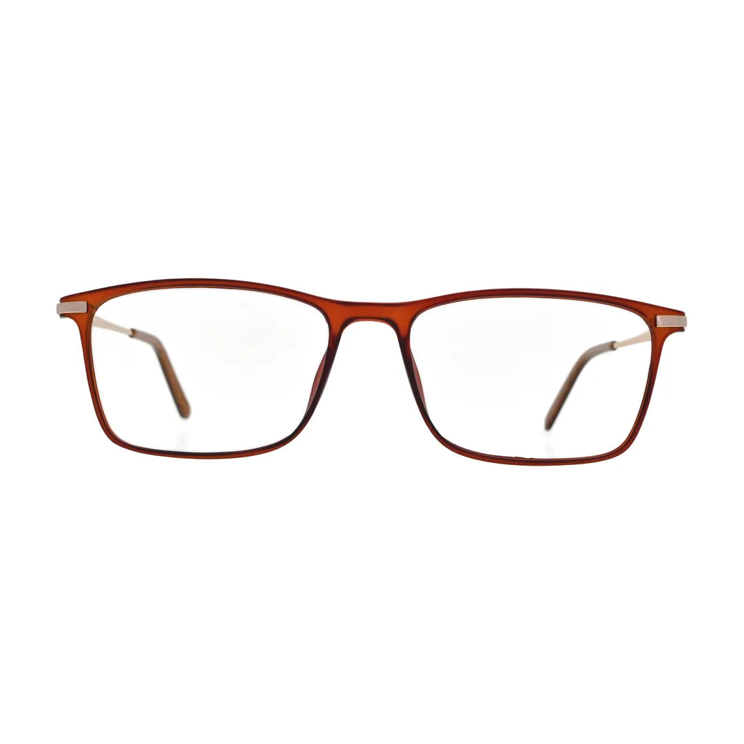 Amber Brown Rectangle Glasses for Women N064 – front view