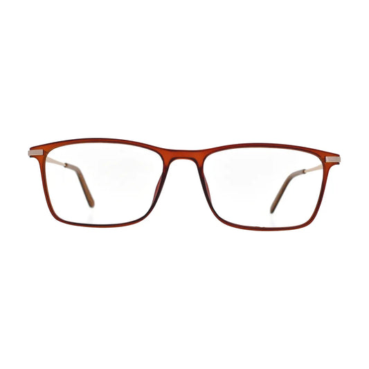 Amber Brown Rectangle Glasses for Women N064 – front view