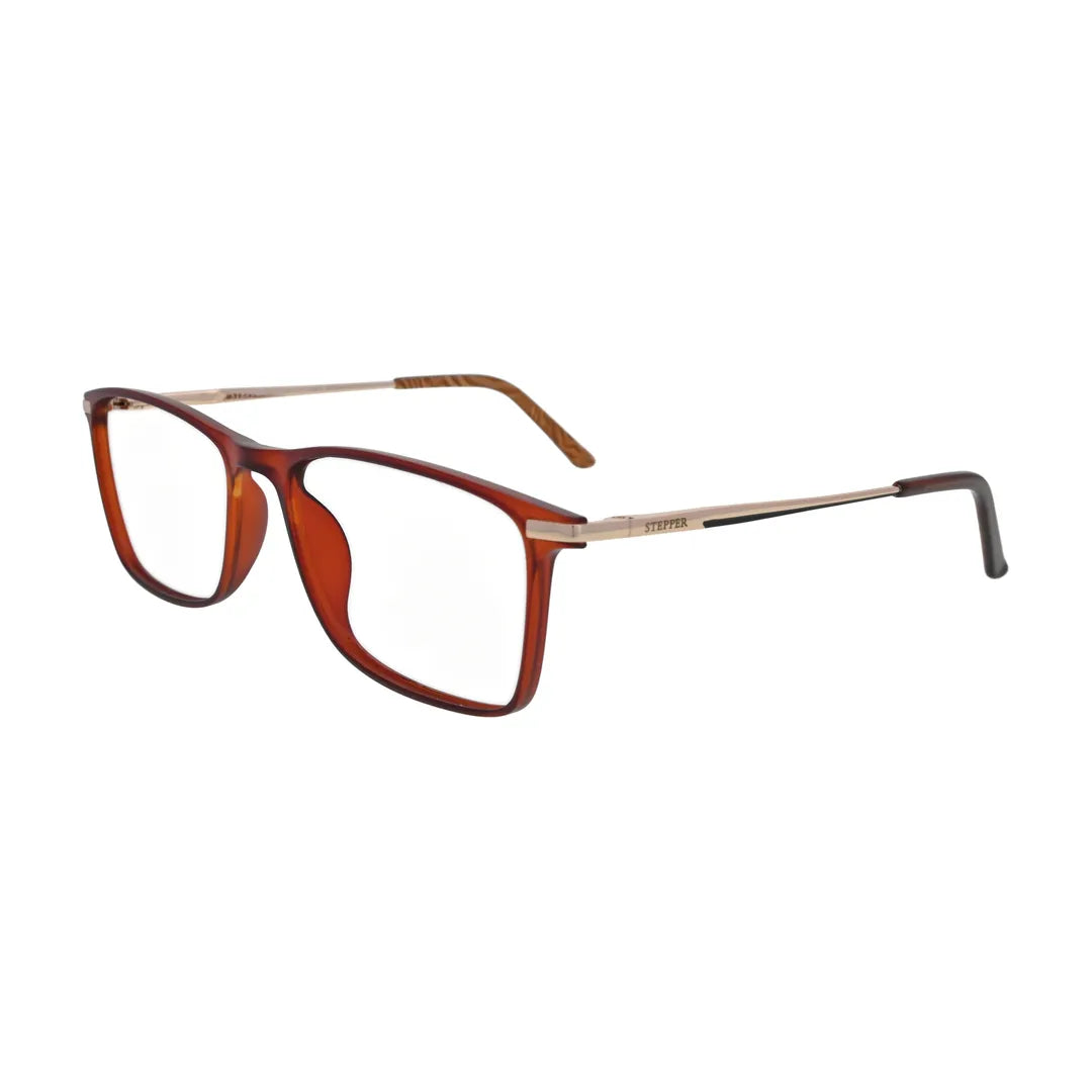 Amber Brown Rectangle Glasses for Women N064 – angled side view