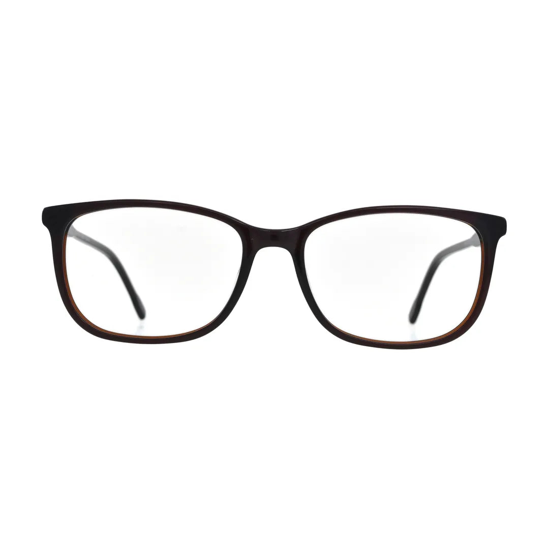 Black Rectangle Glasses with Brown Inner Rim for Women N065 – front view
