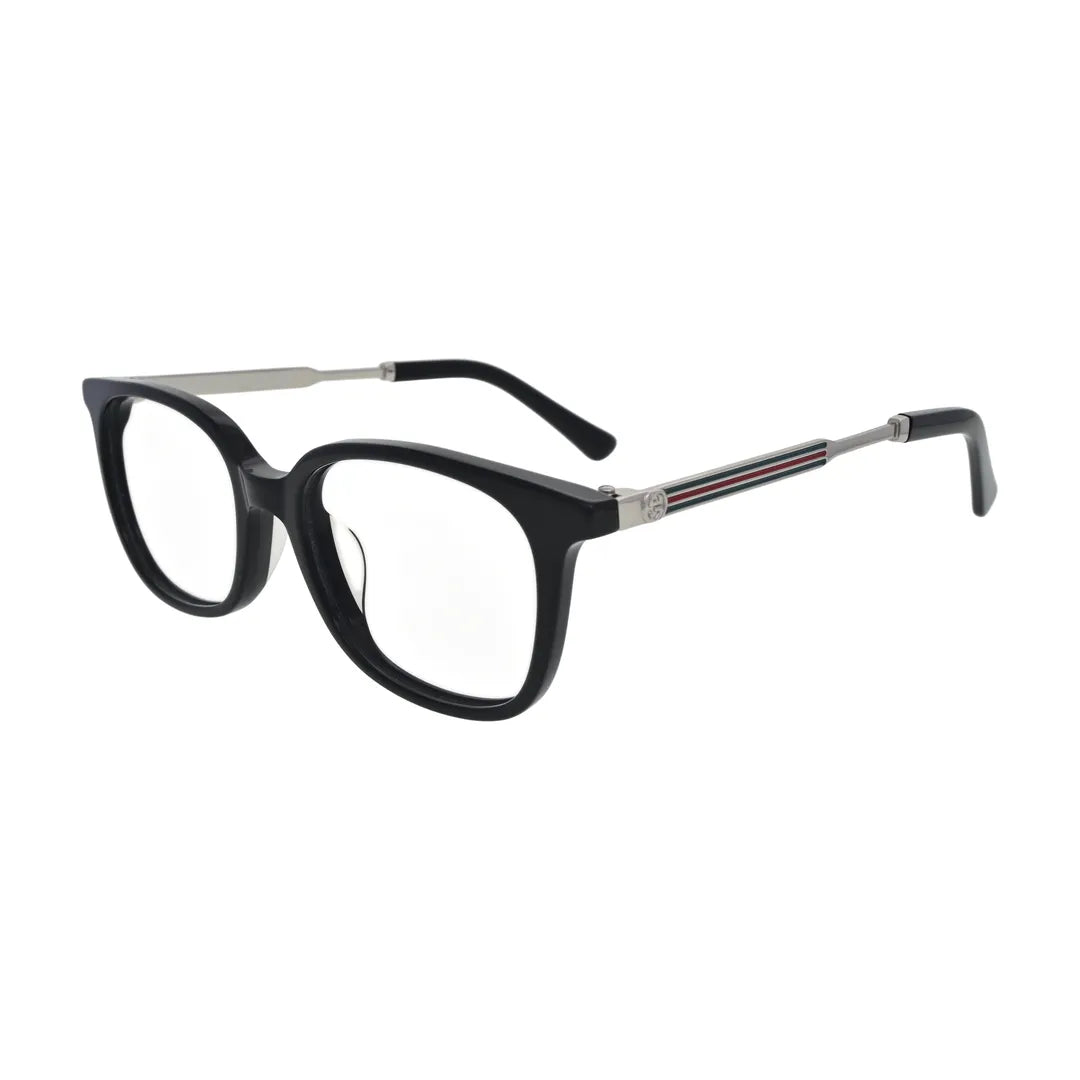 Black Square Glasses with Striped Metal Temples for Women N068 – angled side view