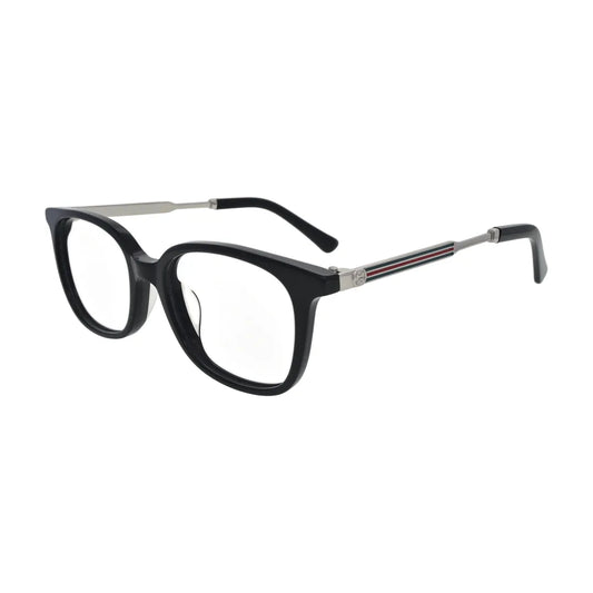 Black Square Glasses with Striped Metal Temples for Women N068 – angled side view
