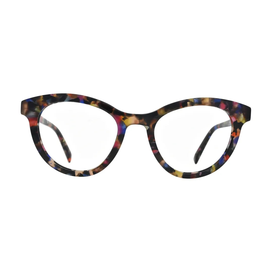 Rainbow Confetti Cat Eye Glasses for Women N072 – front view