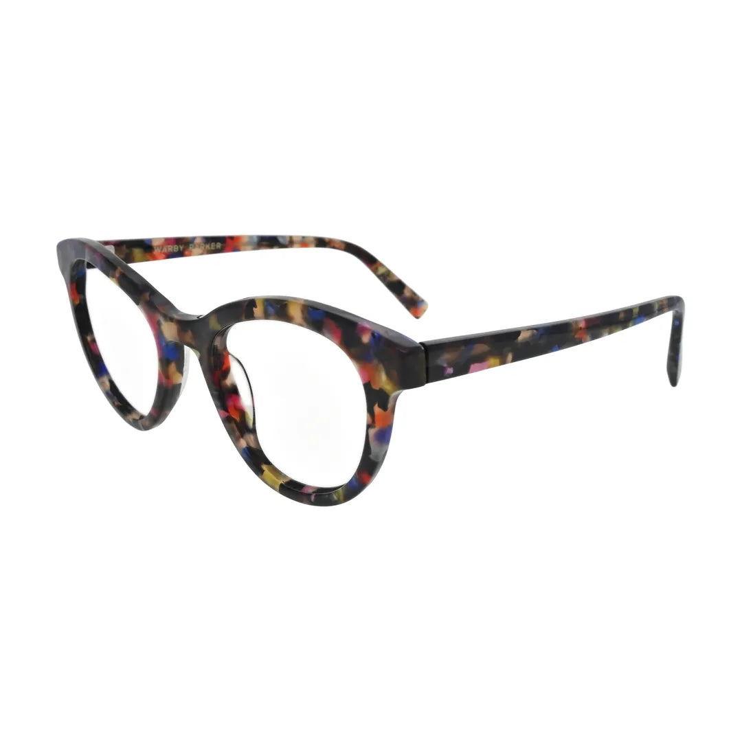 Rainbow Confetti Cat Eye Glasses for Women N072 – angled side view