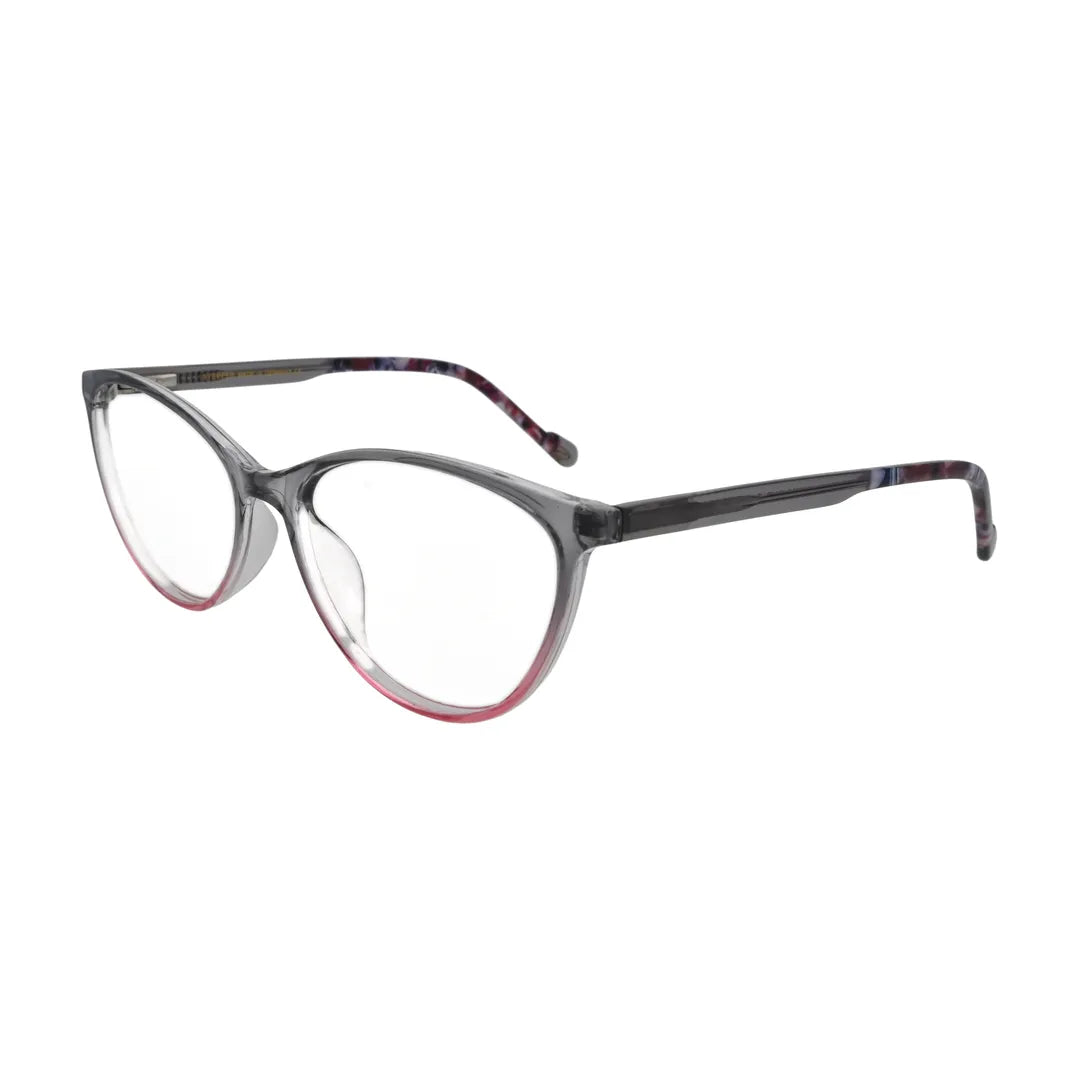 Grey to Pink Fade Cat Eye Glasses for Women N073 – angled side view