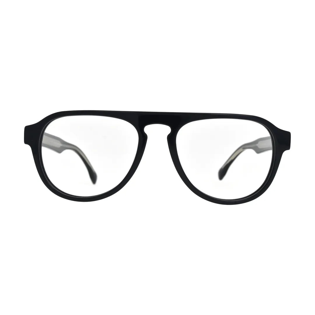 Matte Black Flat Bridge Aviator Glasses for Women N074 – front view