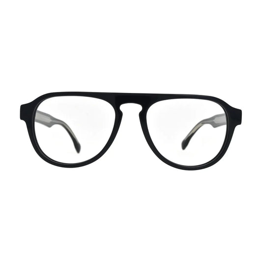 Matte Black Flat Bridge Aviator Glasses for Women N074 – front view