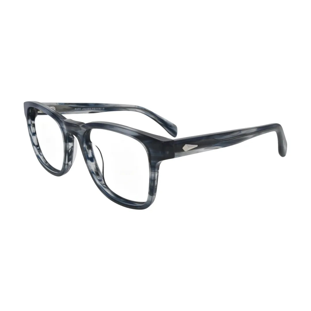 Blue Grey Horn Square Glasses for Women N076 – angled side view