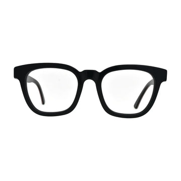 Black Square Glasses with Red Check Temples for Women N077 – front view